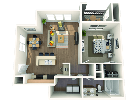 Floor plan for 1 bed, 1 bath, 828 sqft
